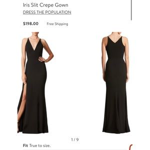 Dress The Population Black Gown w Slit